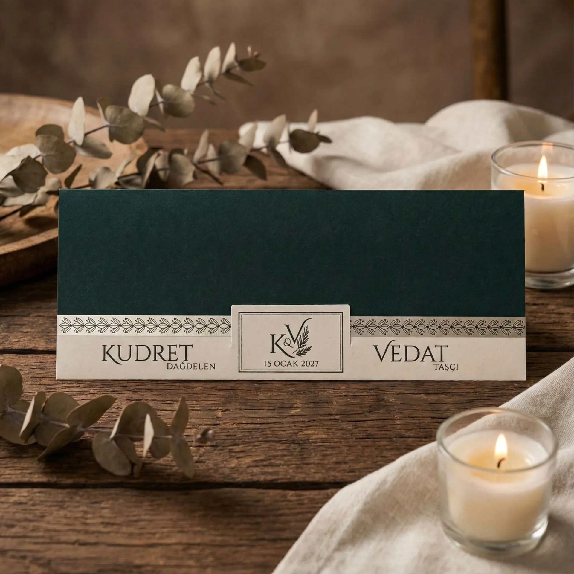 Hizli Davetiye Modern Minimal Yeşil Davetiye 55 807