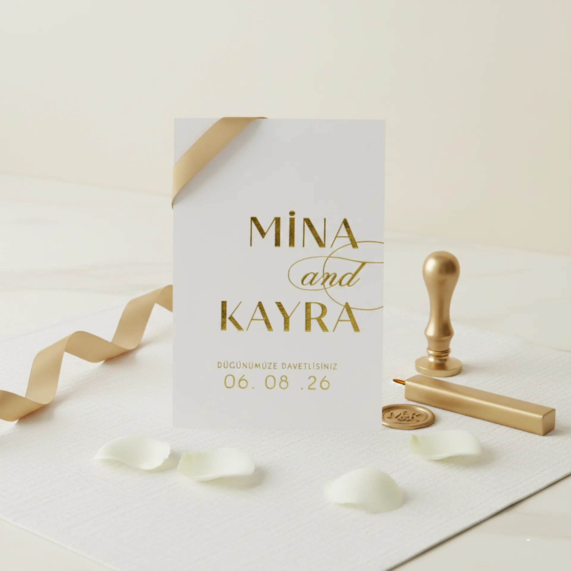 Hizli Davetiye Yaldızlı Modern Dik Davetiye 55 701
