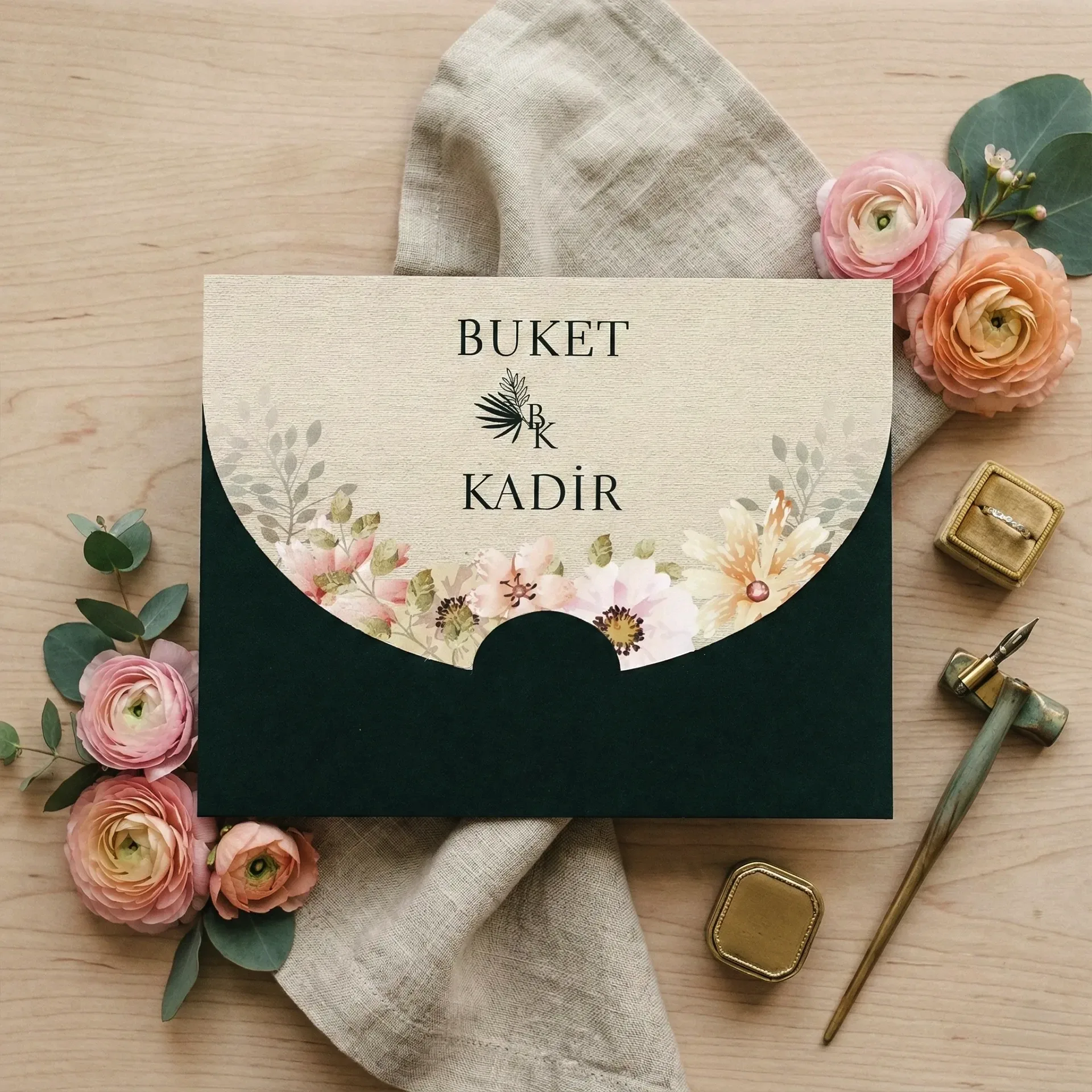 Hızlı Davetiye Çiçekli Romantik Davetiye 55 012