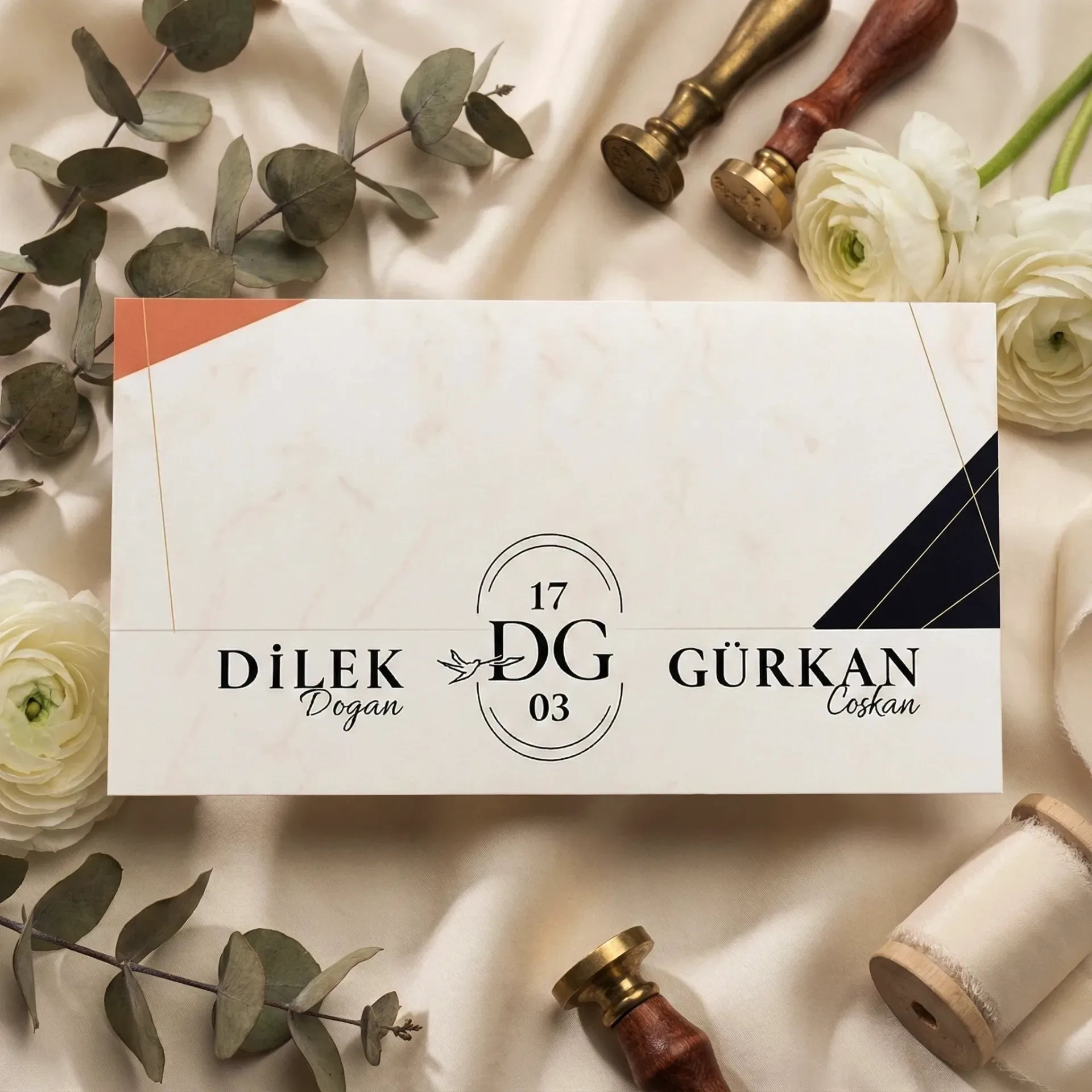 Hızlı Davetiye Mermer Desenli Modern Parlak Davetiye 55 302