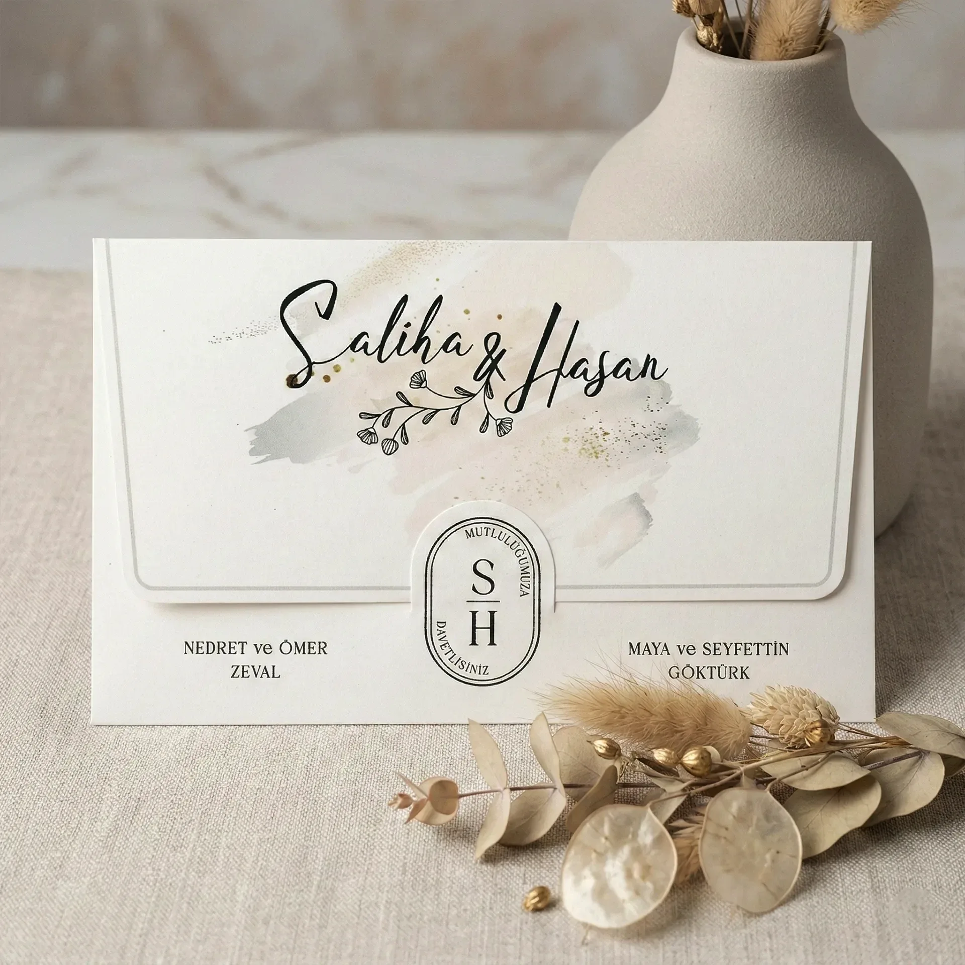 Hızlı Davetiye Soft Renkli Modern Davetiye 55 303